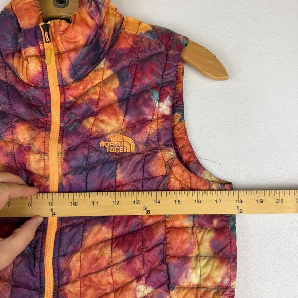 The North Face Women’s Thermoball Vest Rare Print Orange Purple Small Watercolor - Picture 3 of 11
